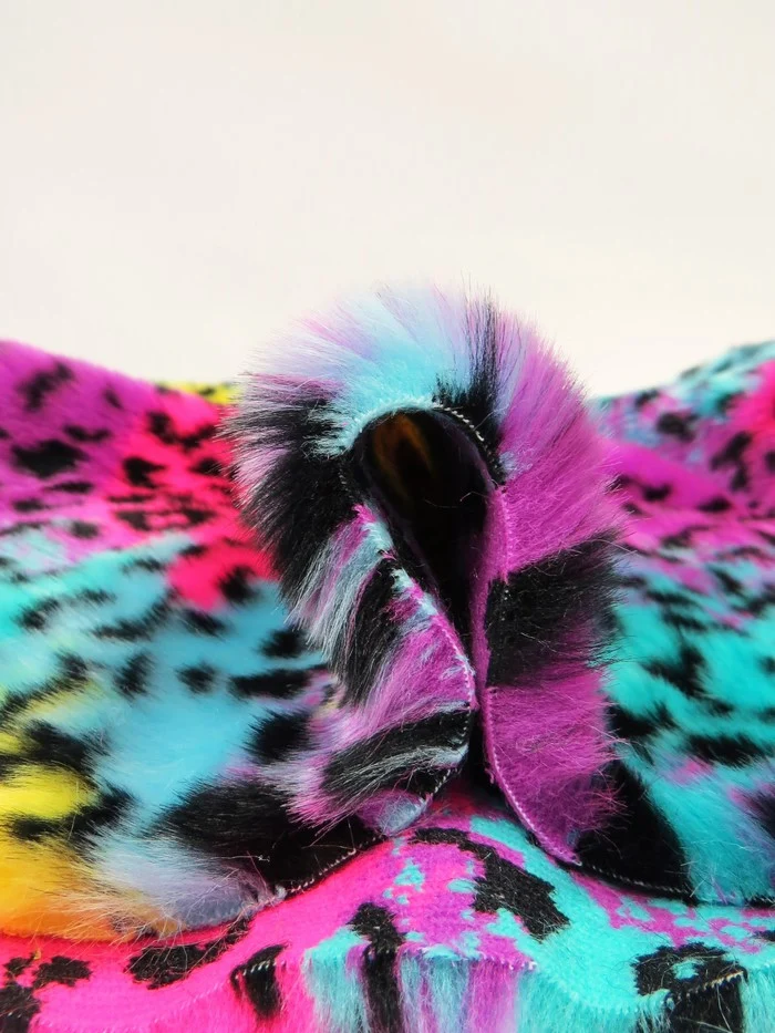 Rainbow Leopard Animal Faux Fur Fabric - Image 6