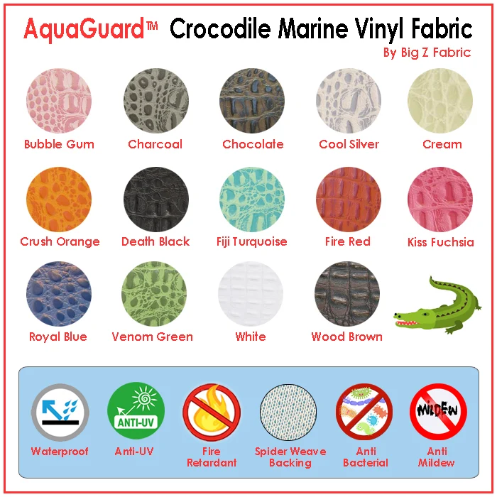 Crocodile Marine Vinyl Fabric - Auto/Boat - Upholstery Fabric / Cool Silver / By The Roll - 30 Yards - Image 7