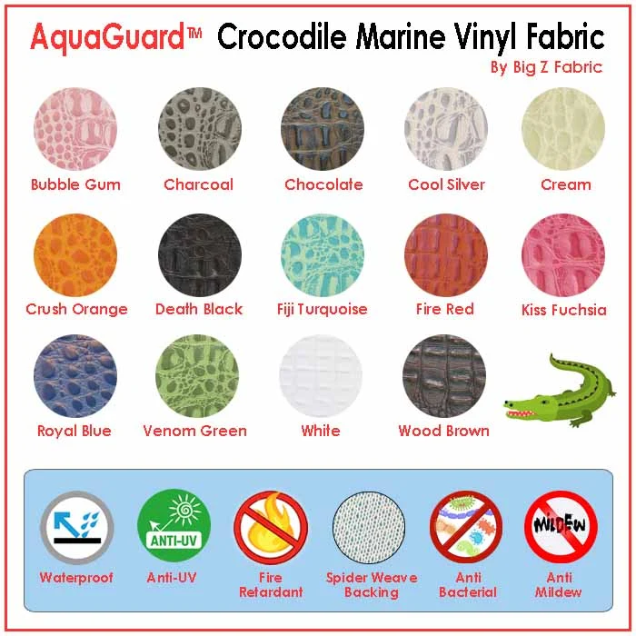 White Crocodile Marine Vinyl Fabric / Sold By The Yard - Image 7