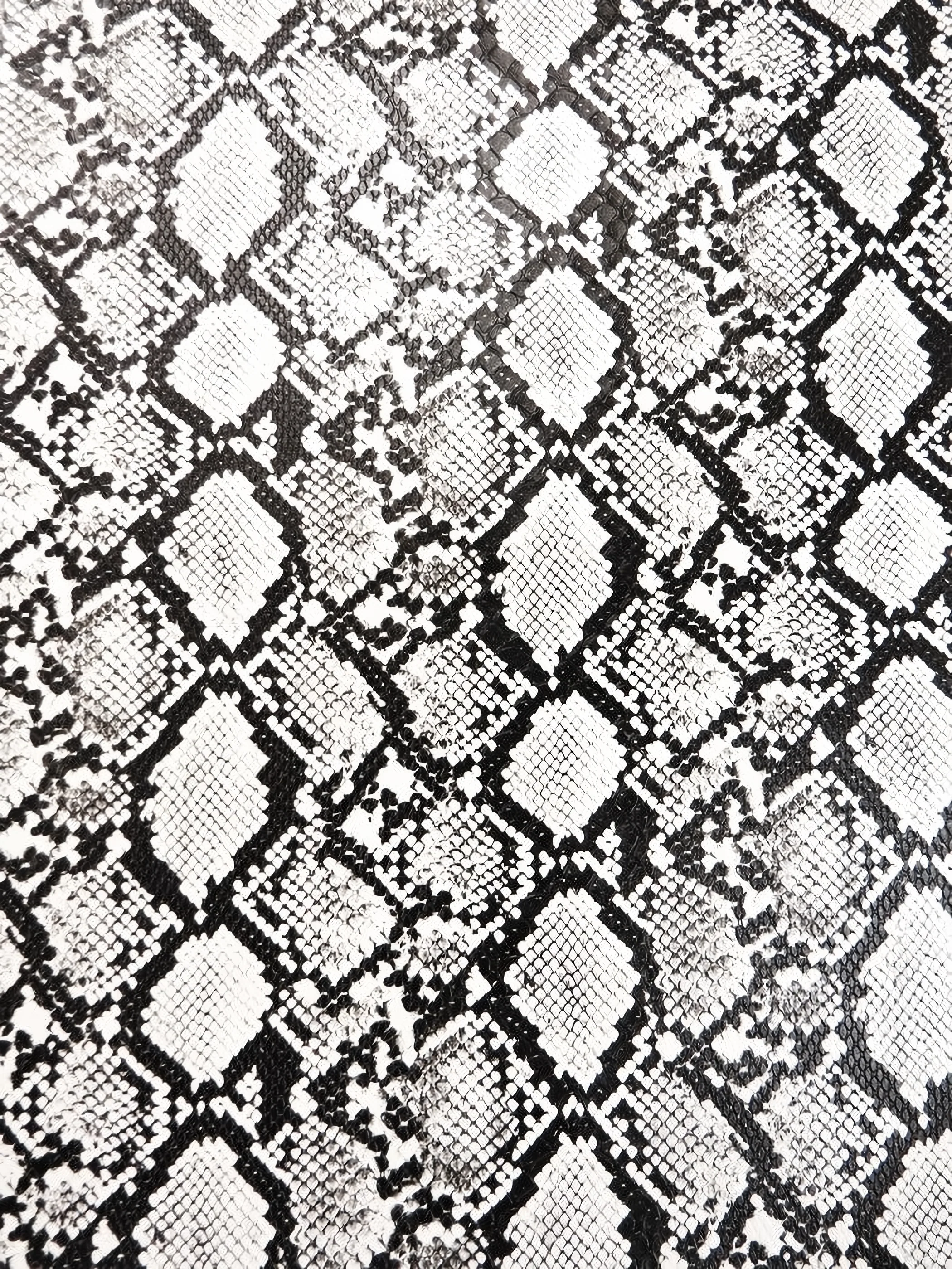 Arctic White-Black / Calico Python Snake Vinyl Fabric - Image 2