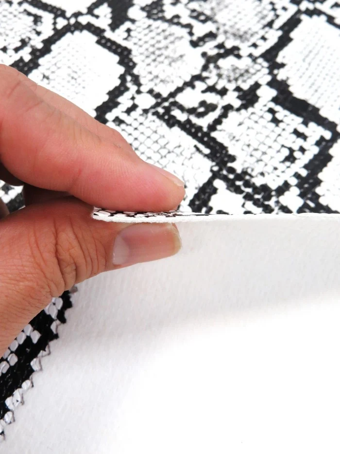 Arctic White-Black / Calico Python Snake Vinyl Fabric - Image 5
