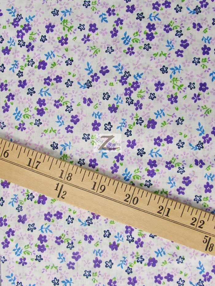 Assorted Flower Print Poly Cotton Fabric / (Mini Flower) Purple / 50 Yard Bolt - Image 2