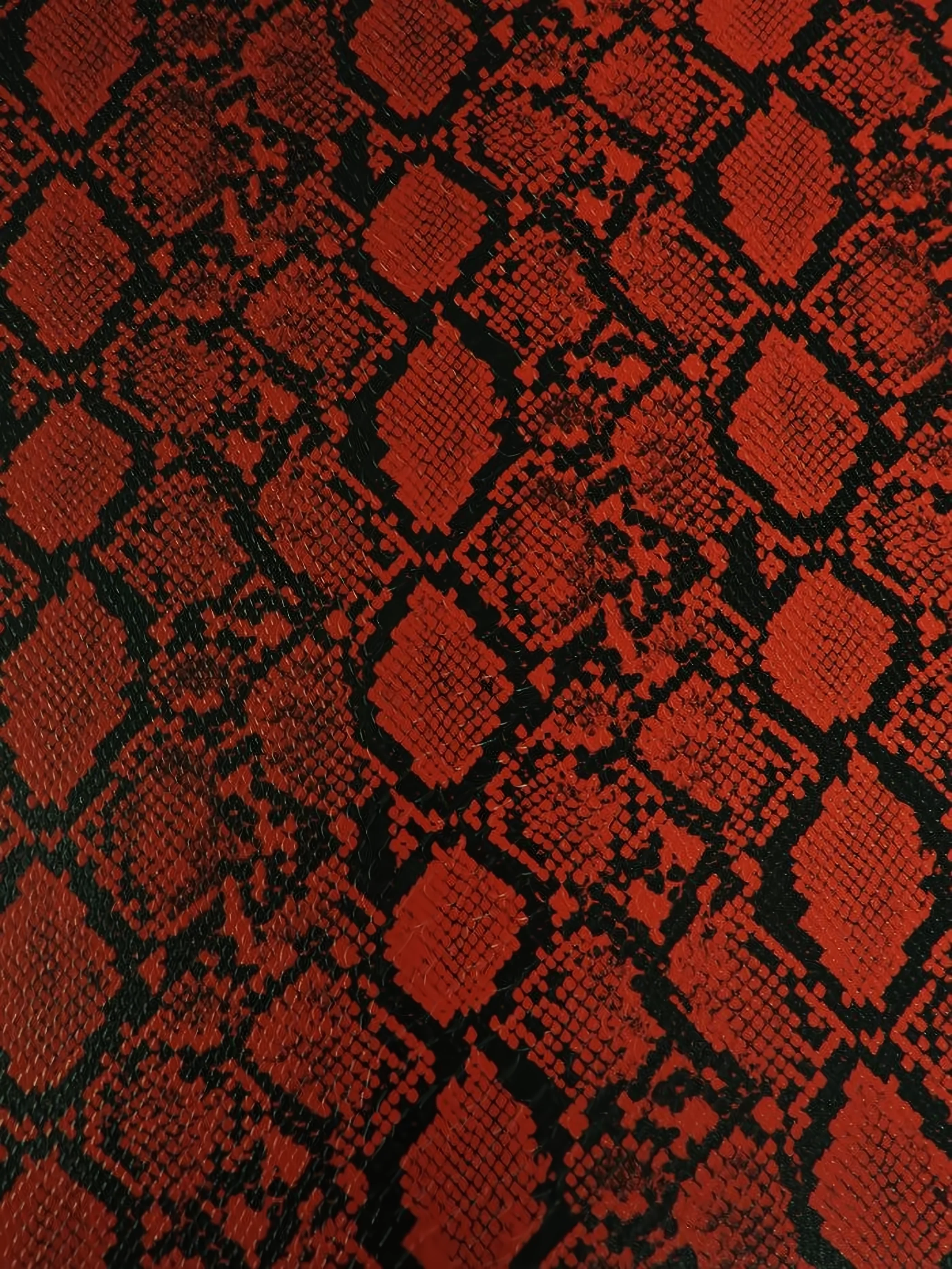 Blood Red / Calico Python Snake Vinyl Fabric - Image 2