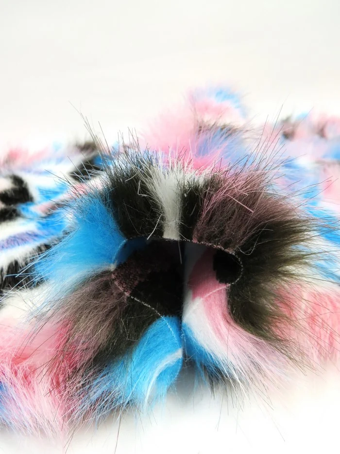 Candy, White, Red Sunset Multi-Color Faux Fur Fabric / Sold by the Yard - Image 4