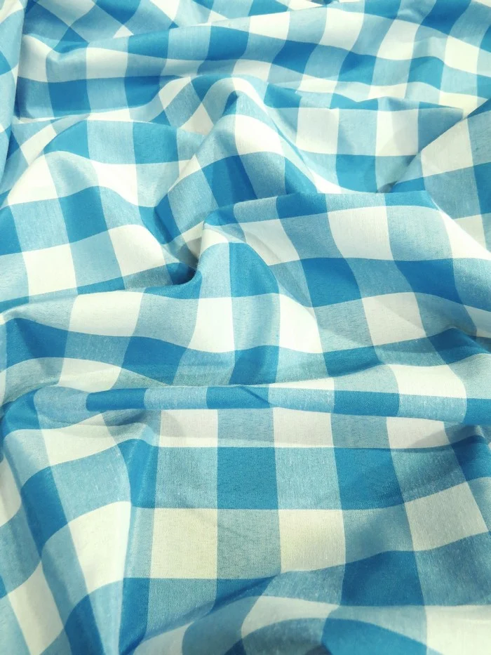 Checkered Gingham Poly Cotton Printed Fabric / Orange / Sold By The Yard - Image 3