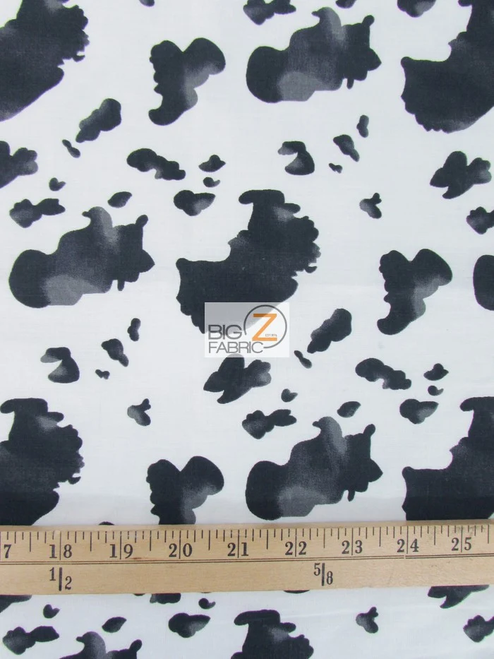 Cow Print Poly Cotton Fabric / Black / 50 Yard Bolt - Image 2