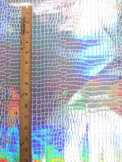 Crocodile Holographic Embossed PVC Vinyl Fabric / Pink / 15 yard Roll - Image 3