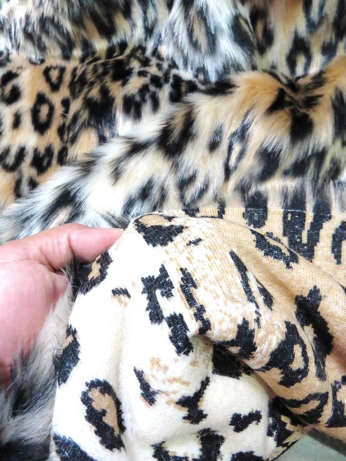 Snow Leopard Brown Leopard Cheetah Animal Long Pile Faux Fur Fabric / Sold By The Yard - Image 3