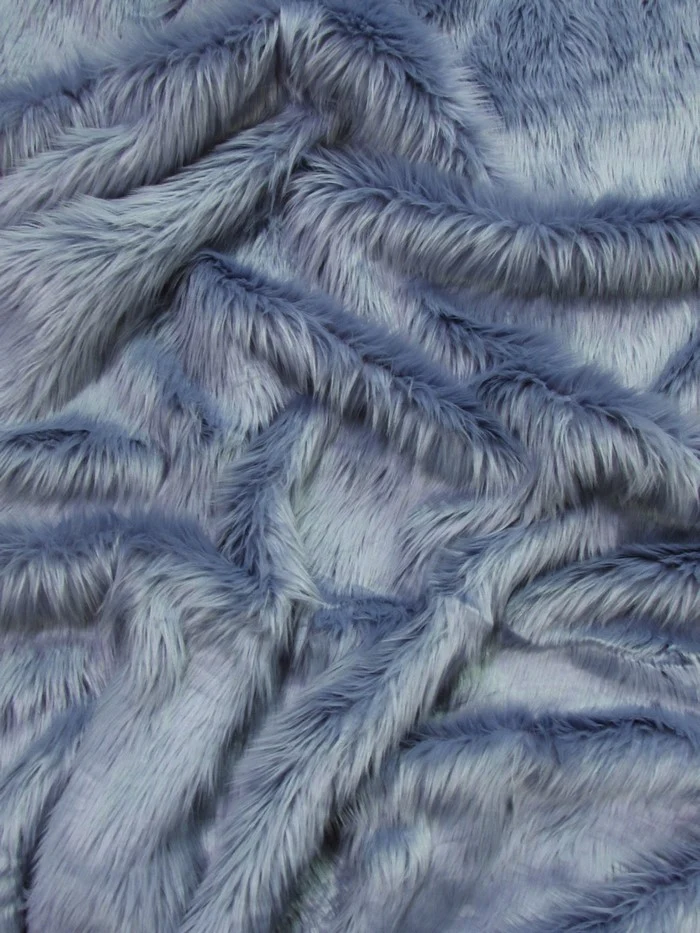 Dusty Blue Solid Shaggy Long Pile Faux Fur Fabric / Sold By The Yard - Image 2