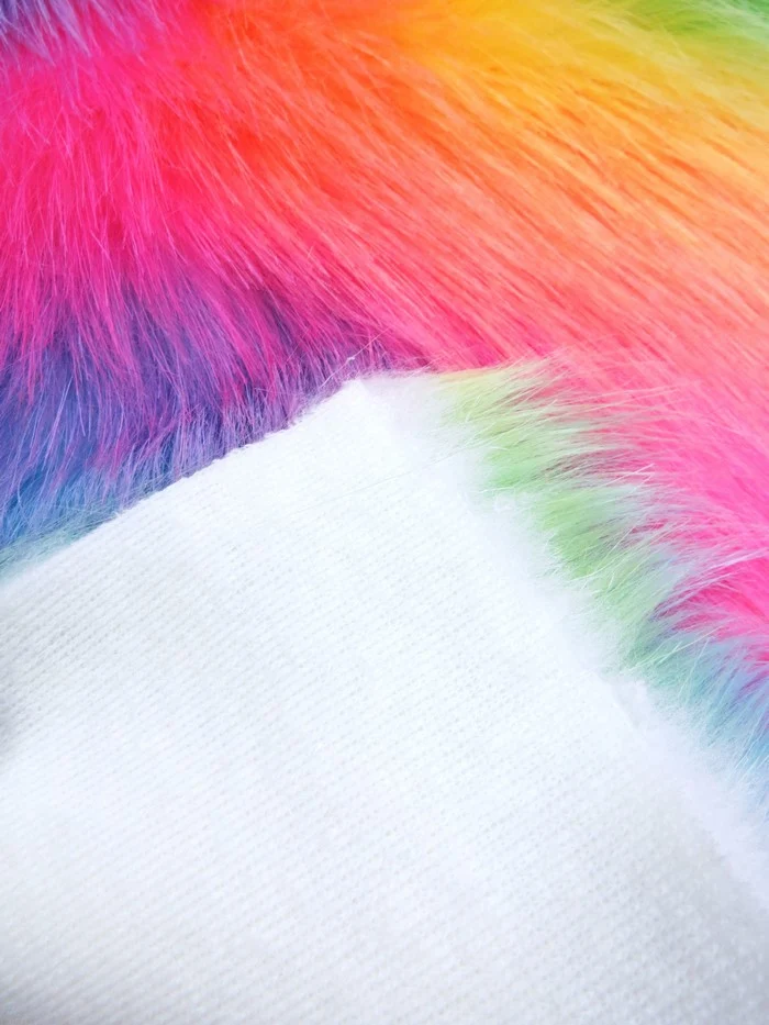 Wave Rainbow Long Pile Faux Fur Fabric / Sold By The Yard - Image 4