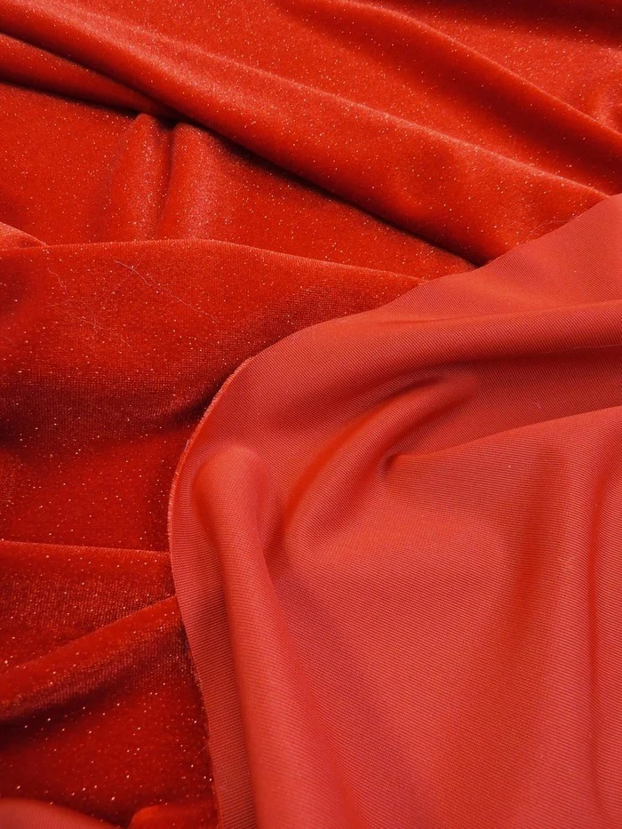 GLITTER STRETCH VELVET 360 GRAMS SPANDEX FABRIC / Navy Blue / Sold by the Yard - Image 3