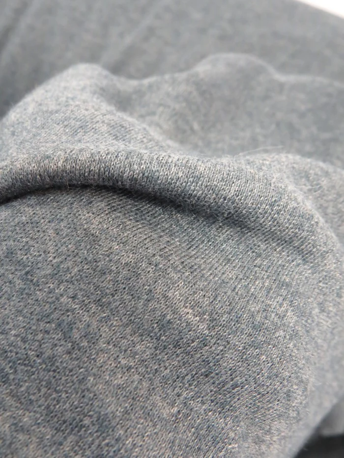 Heavy Interlock Poly Cotton Fabric  / Heather Gray / Sold By The Yard - Image 3