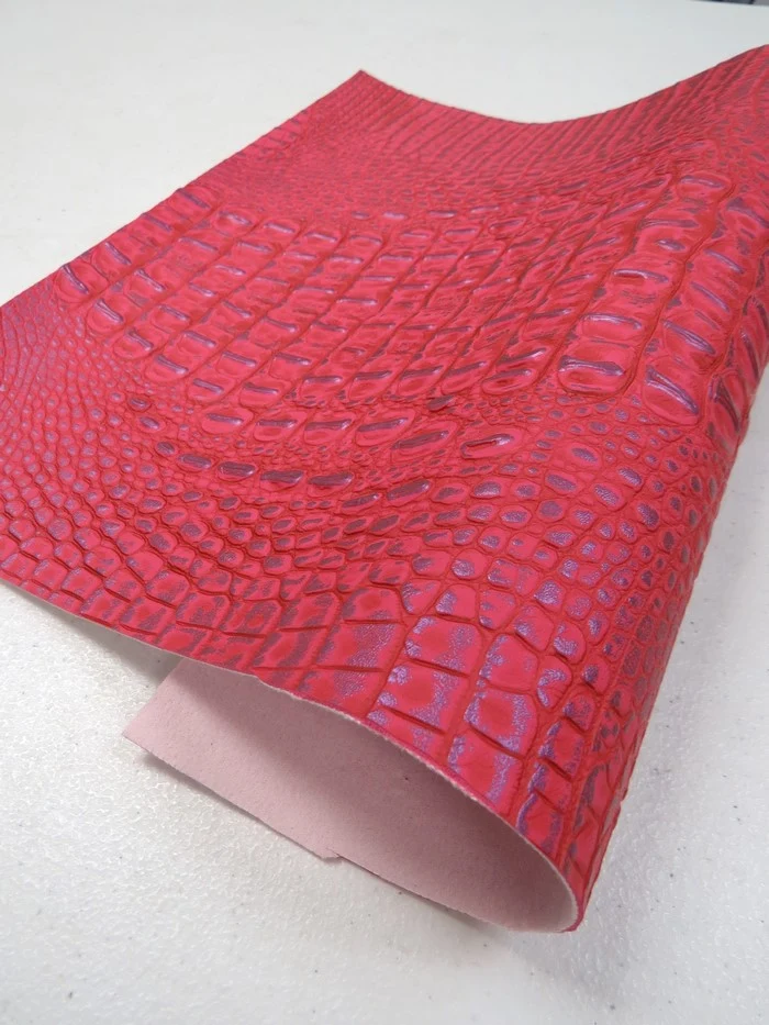 Hot Pink/Lilac Metallic Caiman Gator Vinyl / Sold by the Yard - Image 2