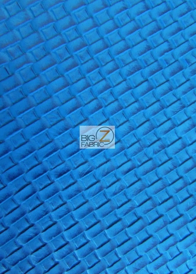 Lattice Basket Weave Upholstery Vinyl Fabric / Blue / Sold By The Yard Closeout!!! - Image 2