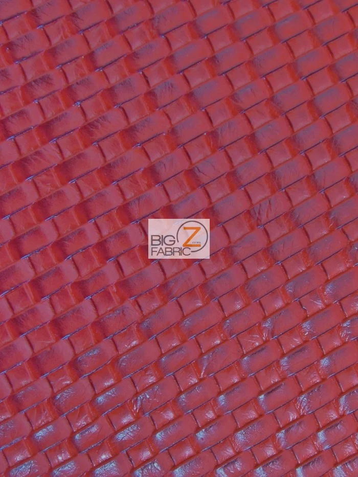 Lattice Basket Weave Upholstery Vinyl Fabric / Red / Sold By The Yard Closeout!!! - Image 2