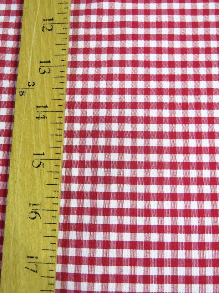 Mini Checkered Gingham Poly Cotton Printed Fabric / Black / Sold By The Yard - Image 2