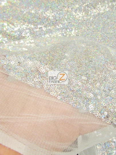 Mini Disc Sequin Nylon Mesh Fabric / Shiny Fuchsia / Sold By The Yard - Image 3