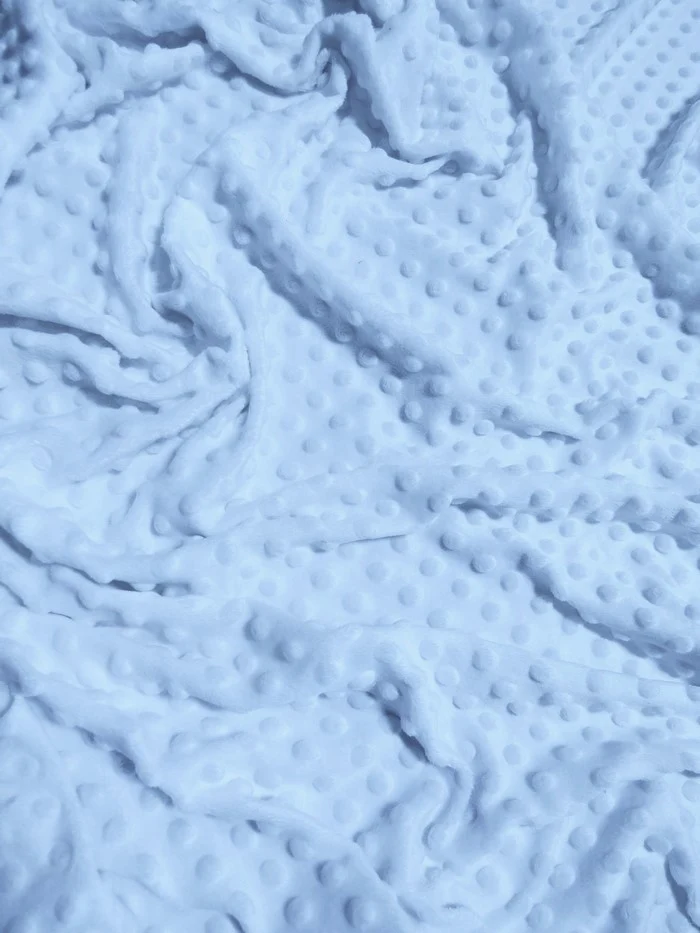 Sky Blue Minky Dimple Dot Baby Soft Fabric / Sold By The Yard