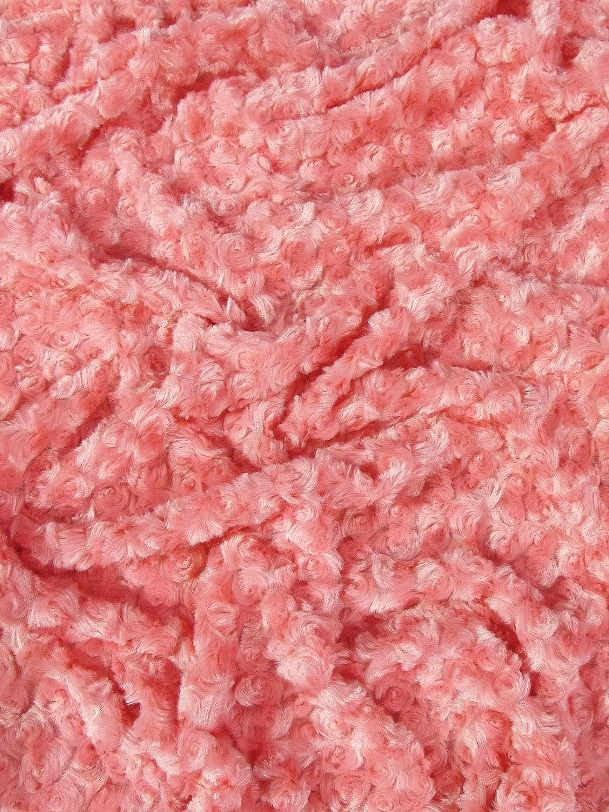 Candy Pink Minky Rose/Rosette Floral Baby Soft Fabric / Sold By The Yard