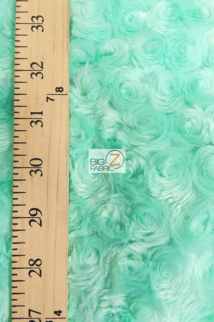 Mint Minky Rose/Rosette Floral Baby Soft Fabric / Sold By The Yard - Image 2