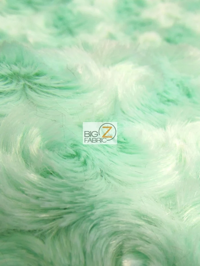 Mint Minky Rose/Rosette Floral Baby Soft Fabric / Sold By The Yard - Image 3