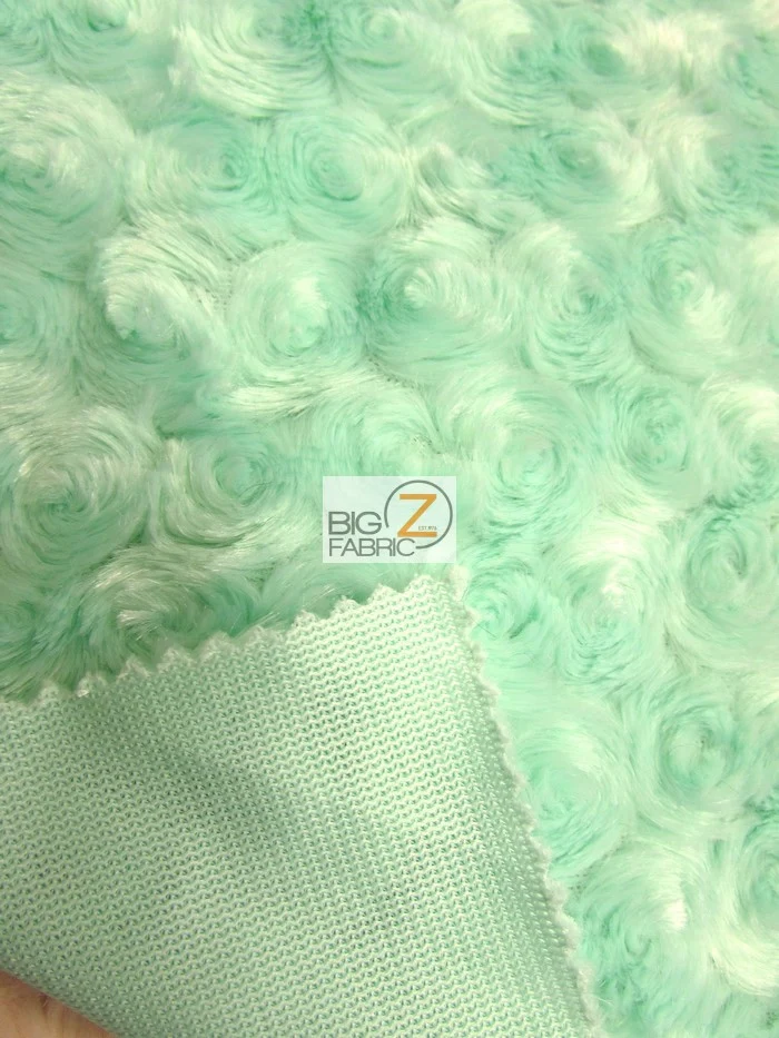 Mint Minky Rose/Rosette Floral Baby Soft Fabric / Sold By The Yard - Image 4