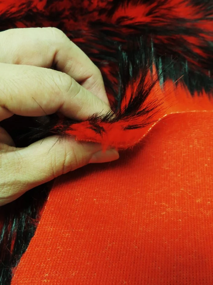 Neon Pink/Black Poison Spike Shag Faux Fur Fabric / Sold by the Yard - Image 4