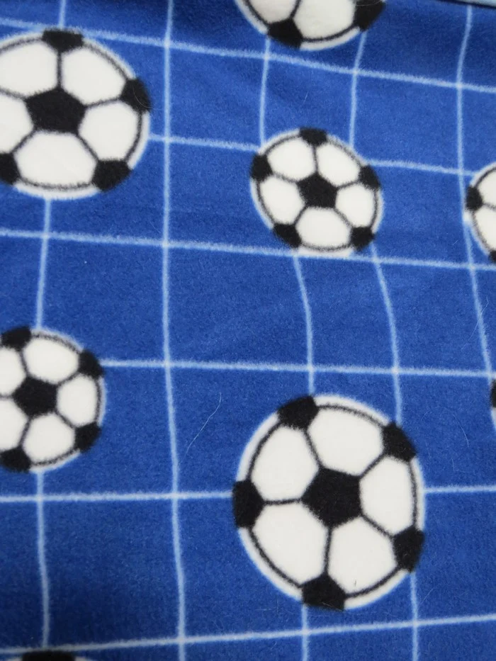 Net Soccer Balls Blue Fleece Printed Fabric. - Image 2