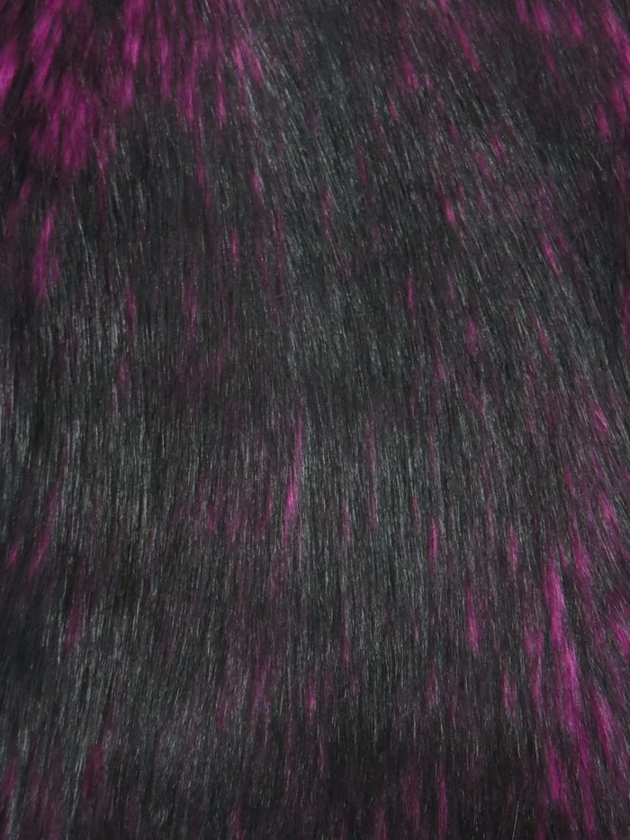 Neon Pink/Black Poison Spike Shag Faux Fur Fabric / Sold by the Yard - Image 2