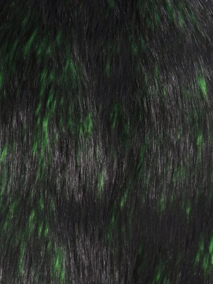 Neon Lime/Black Poison Spike Shag Faux Fur Fabric / Sold by the Yard - Image 2