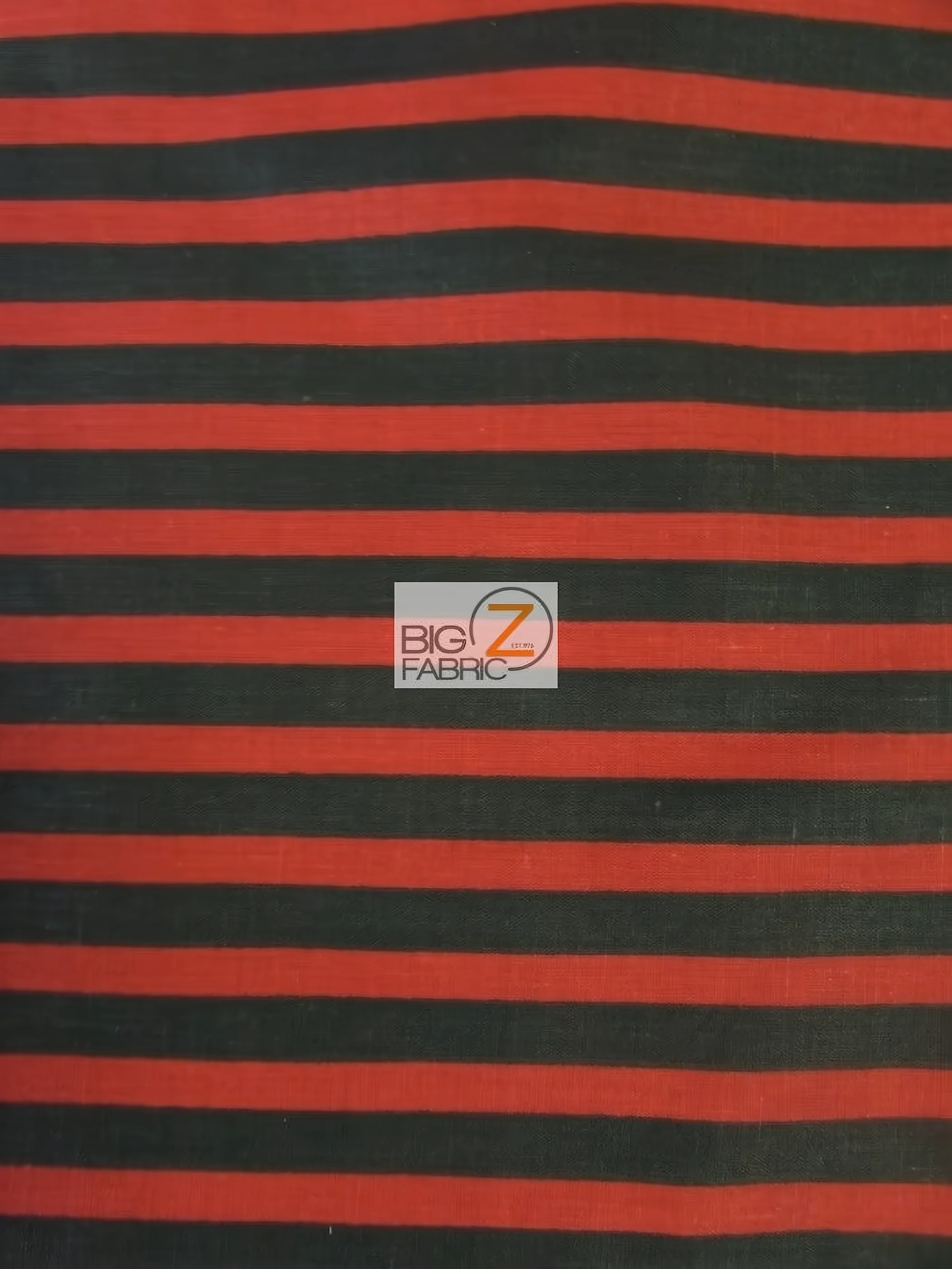 Poly Cotton 1/2 Inch Stripe Fabric  / Black/Red / Sold By The Yard