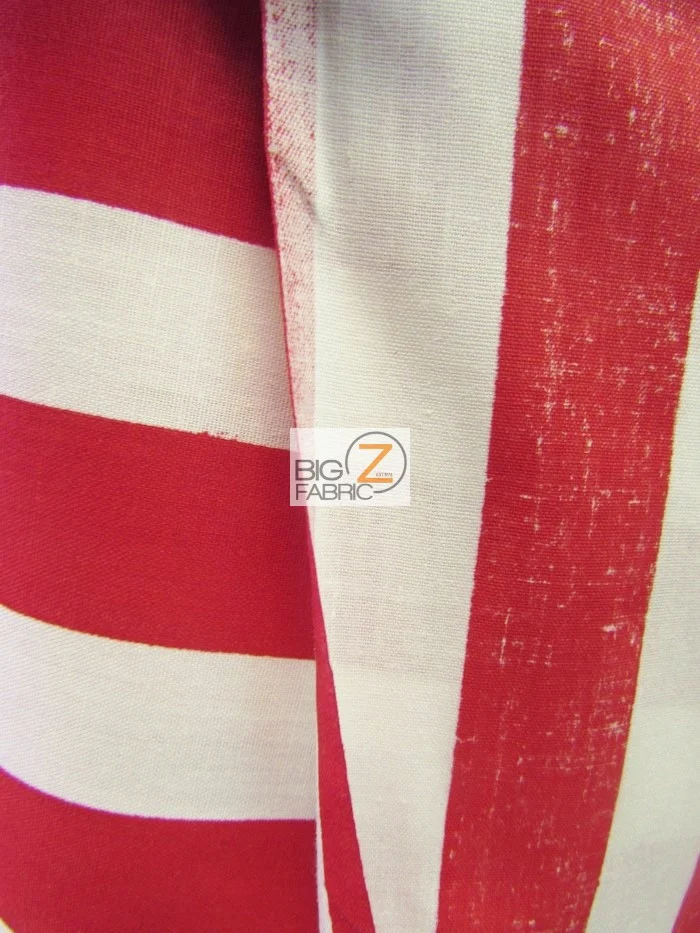 Poly Cotton 1 Inch Stripe Fabric  / Black/Red / Sold By The Yard - Image 3