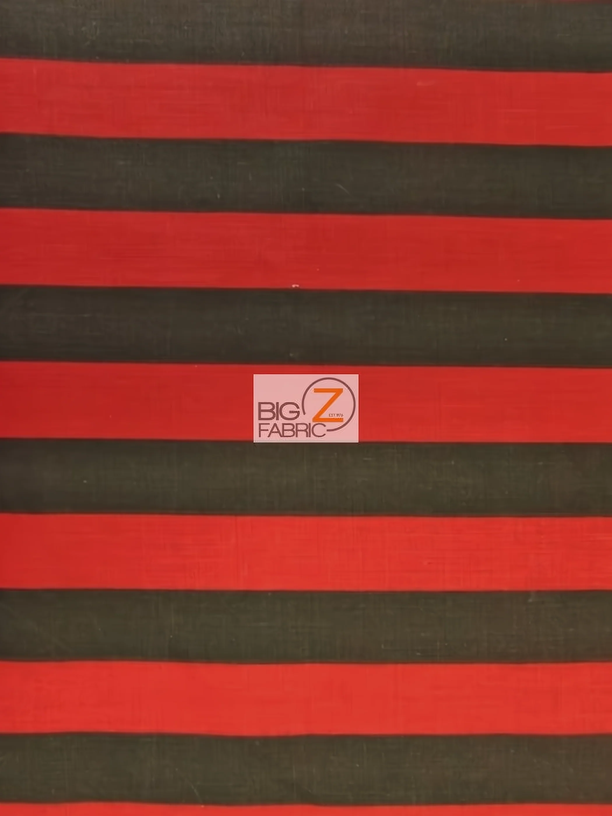 Poly Cotton 1 Inch Stripe Fabric / Red/Black / 50 Yard Bolt