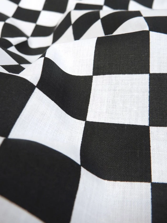 Poly Cotton Printed Fabric Square Checkered / Red/White / Sold By The Yard (Second Quality Goods) - Image 3