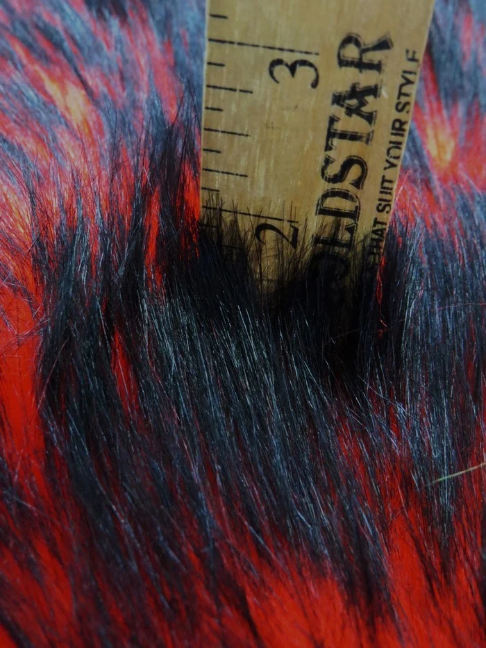 Red/Black Poison Spike Shag Faux Fur Fabric / Sold by the Yard - Image 4