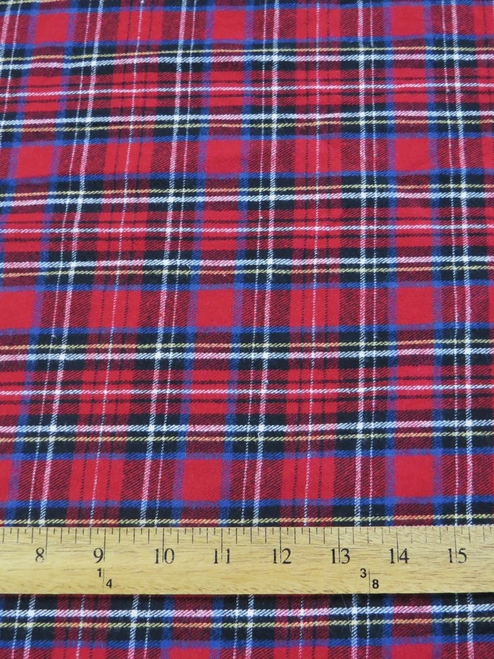 Tartan Plaid Uniform Apparel Flannel Fabric / Red/Multi-Color / Sold By The Yard - Image 3