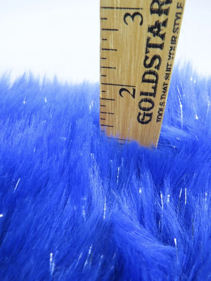 Tinsel Tip Short Shag Faux Fur / Turquoise  Silver / Sold By The Yard / 15 Yard Bolt - Image 4