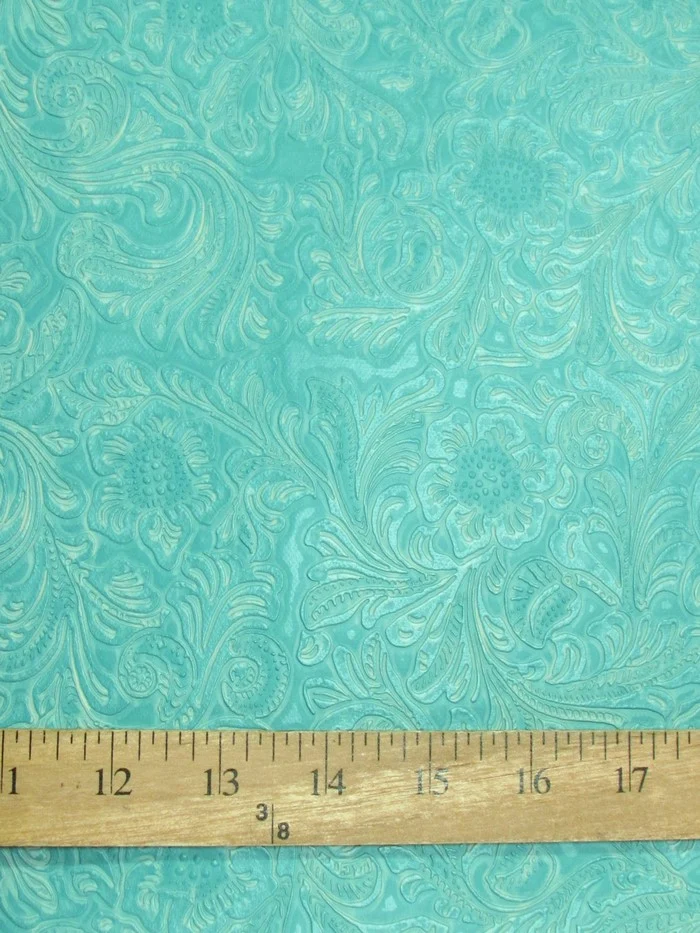 Classic White Vintage Western Floral Pu Leather Fabric / Sold By The Yard - Image 2