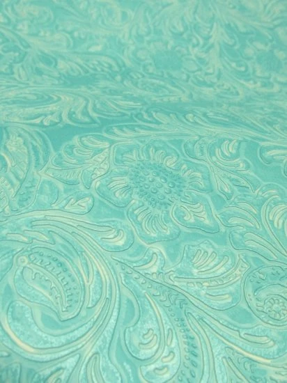 Mustard Vintage Western Floral Pu Leather Fabric - Image 3